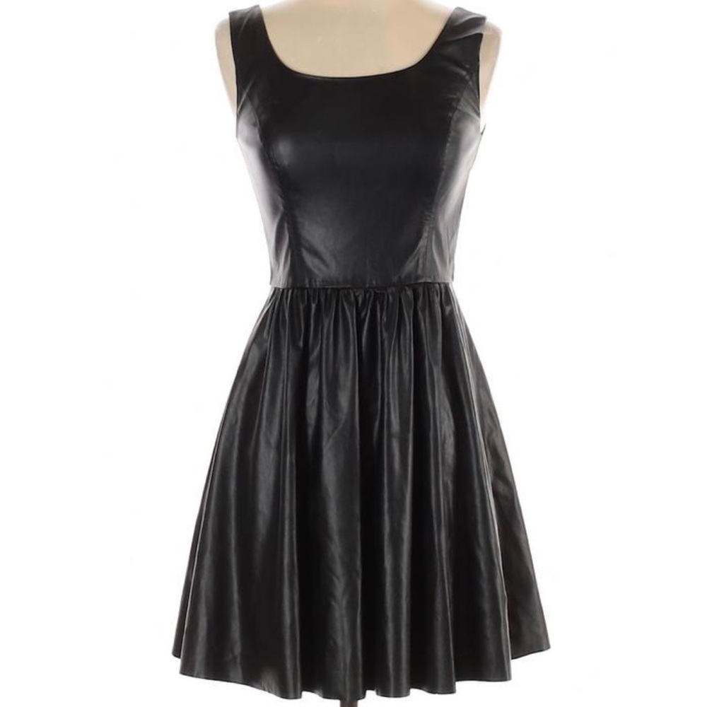 Vakko Black Leather Dress